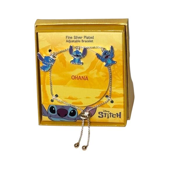 Disney Stitch Ohana Silver Plated Charm Slider Bracelet - Picture 6 of 6